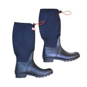 Hunter Navy Blue Neoprene Tour Rain Boots Women’s Size 7 Waterproof Winter
